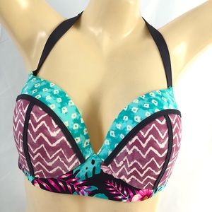 Shade & Shore Striped Shell Halter Tie Bikini Top